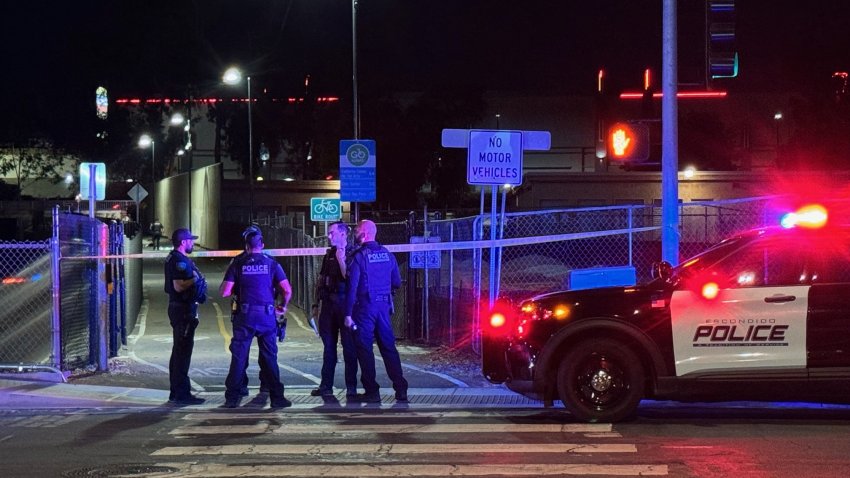 The scene in Escondido after a man was shot by a police officer on Oct. 2, 2024.