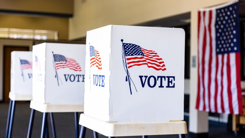 Voting Booths set up in rows on Election Day