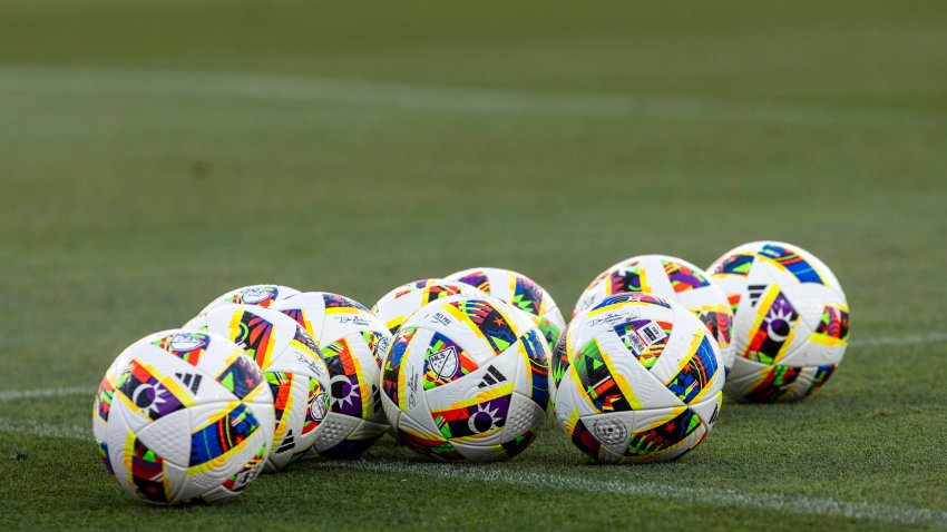 SAN DIEGO, CA – JULY 31: Soccer balls with the MLS logo, used during warmups before a friendly match between Manchester United and Real Betis, Wednesday, July 31, 2024, at Snapdragon Stadium in San Diego, California. (Photo by Tony Ding/Icon Sportswire via Getty Images)