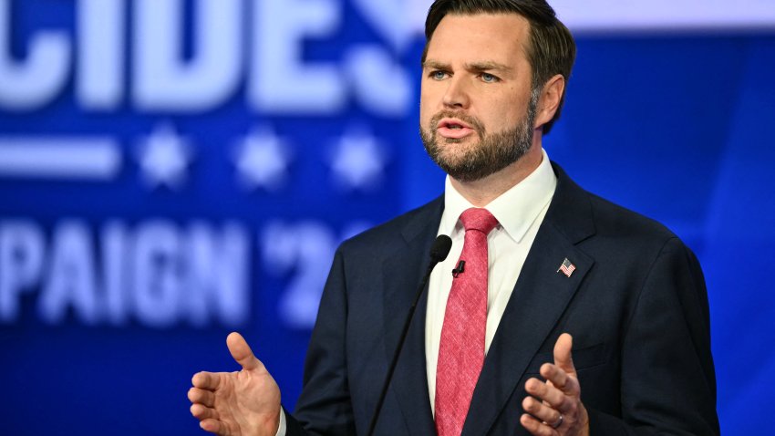 Senator and Republican vice presidential candidate J.D. Vance speaks during the Vice Presidential debate with Minnesota Governor and Democratic vice presidential candidate Tim Walz, hosted by CBS News at the CBS Broadcast Center in New York City on October 1, 2024.