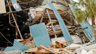 A restaurant damaged by hurricanes Helene and Milton in St. Pete Beach, Florida, on Oct. 11, 2024.