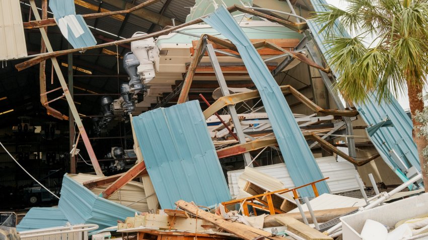 A restaurant damaged by hurricanes Helene and Milton in St. Pete Beach, Florida, US, on Friday, Oct. 11, 2024. Hurricane Milton’s devastating path across Florida has left at least 10 dead, millions without power, and destroyed homes and crops, as authorities warn it could take days to assess the full extent of the damages.