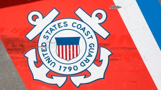 A United States Coast Guard logo is displayed on a rescue boat on September 28, 2024, in San Diego.