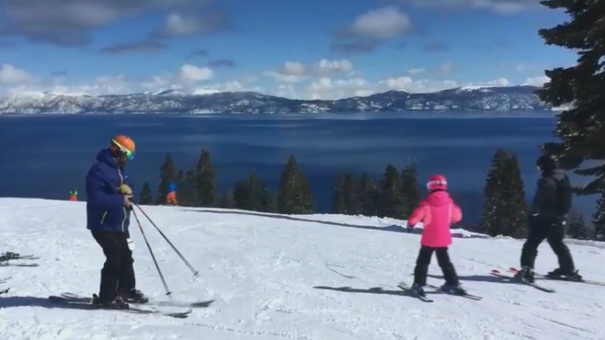 Skiers at Homewood Mountain Resort.