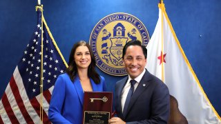 Alex Morgan was presented with the key to the city of San Diego on Oct. 24, 2024.