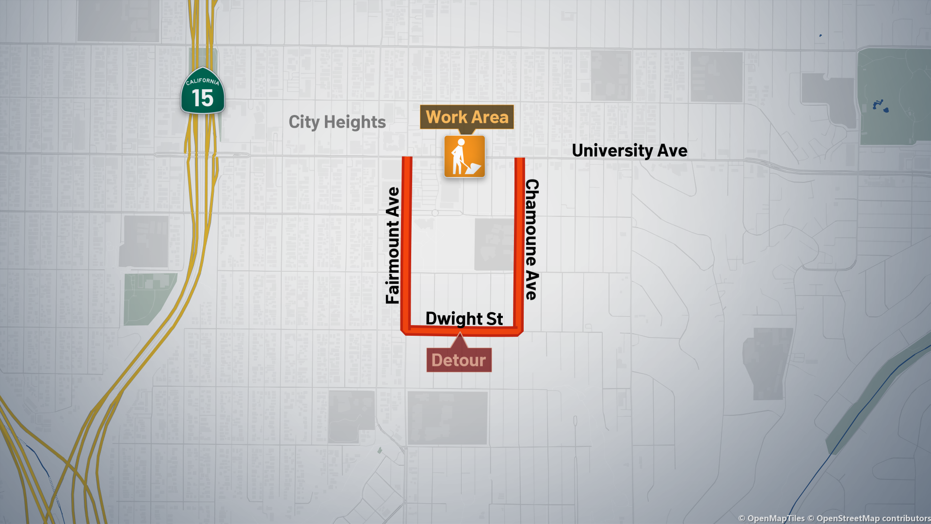 Traffic detours as construction continues on University Avenue Street