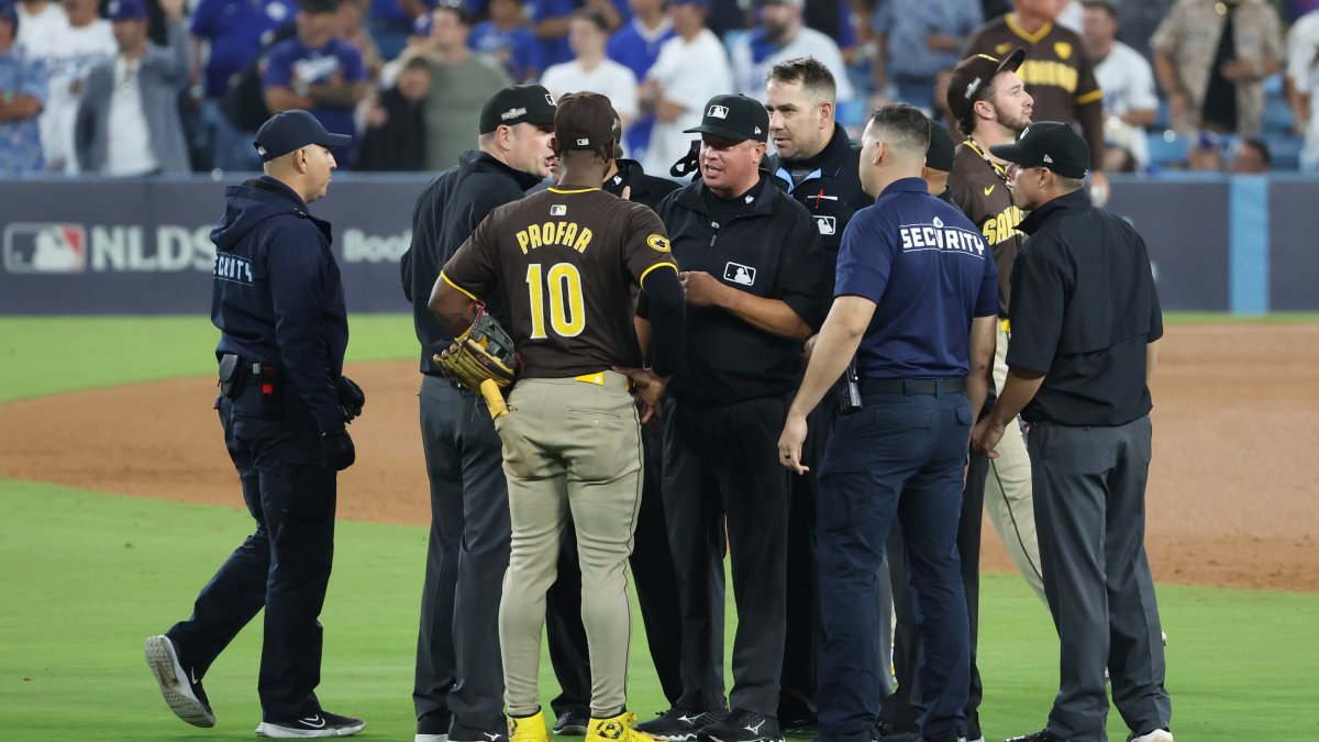 NLDS playoff game gets testy when Dodgers fans throw objects toward
