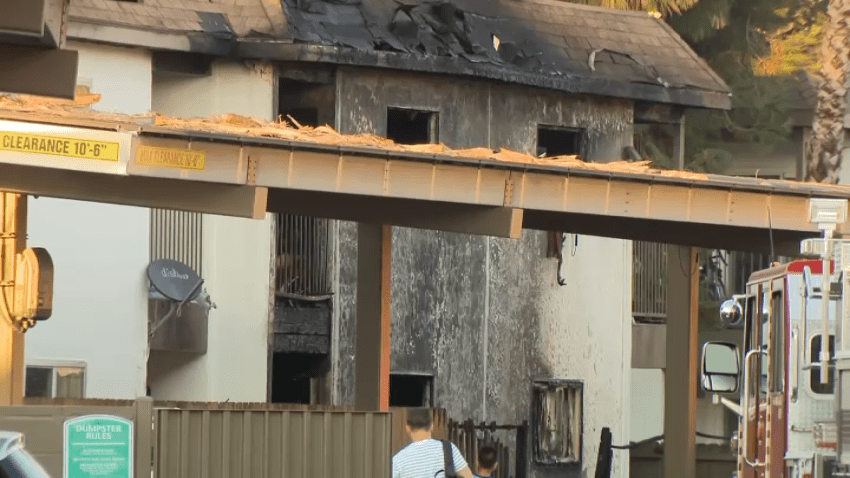 A fire broke out an apartment complex near North Midway Drive and East Grand Avenue on Oct. 4, 2024.