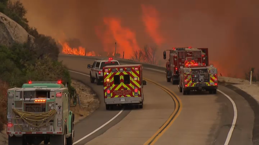 Firefighters responding to the La Posta 3 Fire on Oct. 7, 2024.