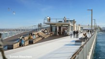 A rendering of the final design concept proposal for the renovated Ocean Beach Pier. 