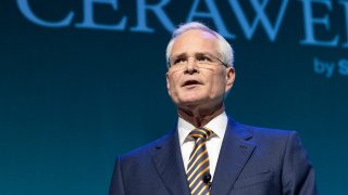 Darren Woods, chairman and chief executive officer of Exxon Mobil Corp., speaks during the 2022 CERAWeek by S&P Global conference in Houston, Texas, on Monday, March 7, 2022.