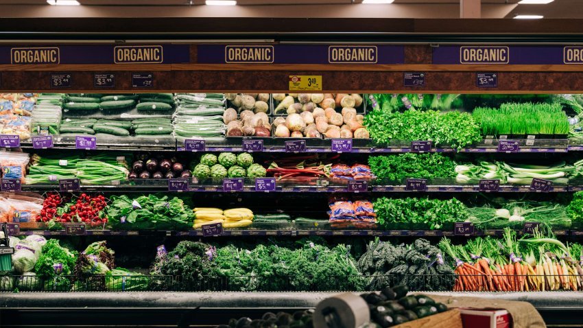 Organic vegetables for sale. To complete the largest ever US supermarket merger, Kroger Co. and Albertsons Cos. are trying to allay antitrust concerns with a plan to sell off nearly 600 stores across the country where the companies now compete.