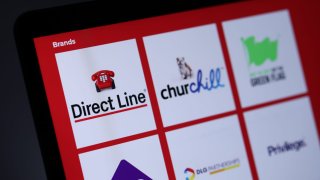 Logos of brands within Direct Line Insurance Group Plc displayed on a laptop arranged in London, UK, on Friday, March 1, 2024. 