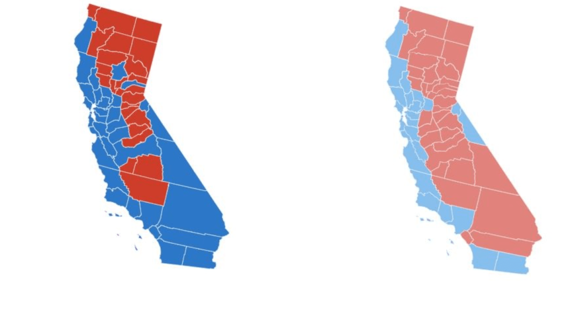 Map How California voted in the 2024 and 2020 election NBC 7 San Diego