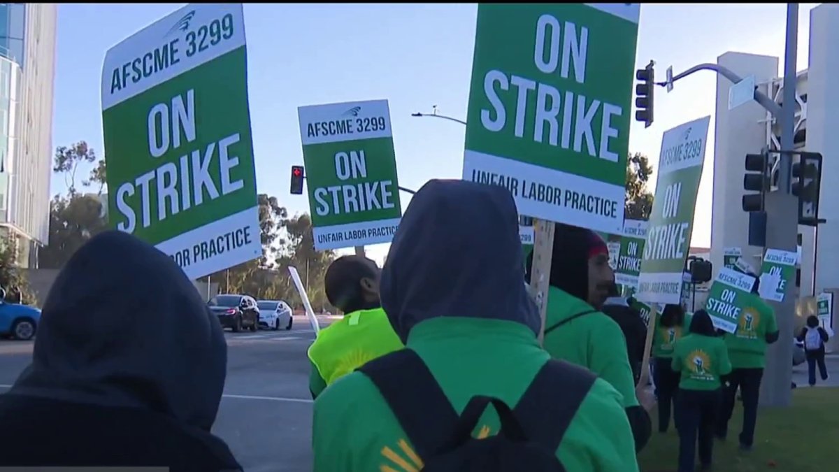 UC service workers strike over unfair labor practices NBC 7 San Diego