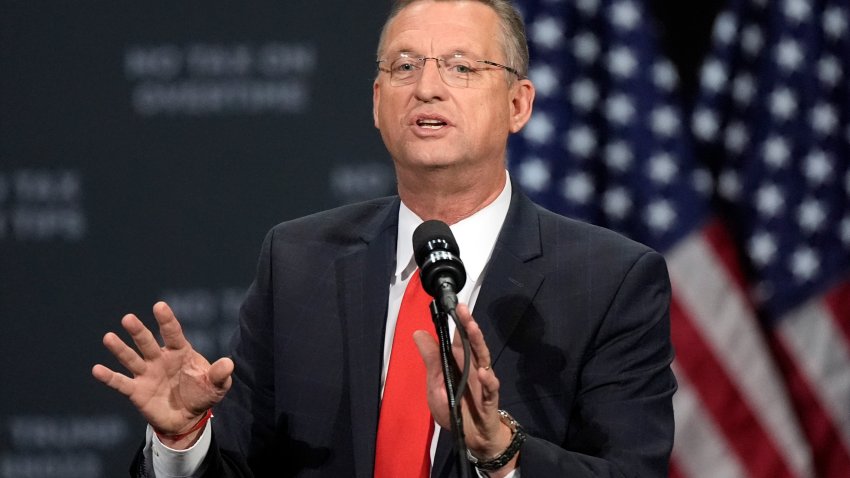 Former Rep. Doug Collins speaks before Republican presidential nominee former President Donald Trump at a campaign event at the Cobb Energy Performing Arts Centre, Tuesday, Oct. 15, 2024, in Atlanta.