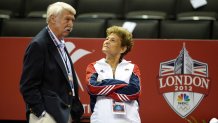 FILE - Bela Karolyi (L) with wife and USA Gymnastics coordinator Marta