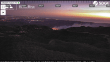 The fire burning at Camp Pendleton at dusk on Wednesday.