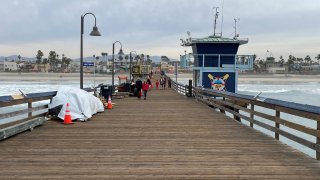 Pier surrounded by a beach