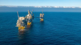 The Equinor ASA offshore oil drilling platform on Johan Sverdrup oil field in the North Sea off the coast of Norway, on Monday, Feb. 13, 2023.