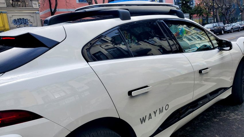 A Waymo rider-only robotaxi is seen during a test ride in San Francisco, California, U.S., December 9, 2022.