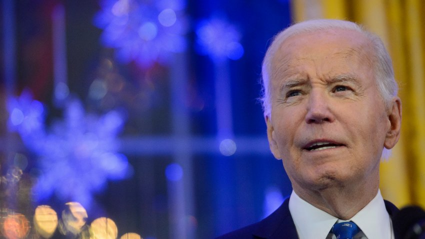 President Joe Biden speaks during a Hanukkah reception in the East Room of the White House in Washington, Monday, Dec. 16, 2024.