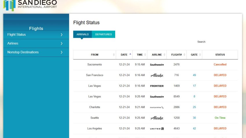 Flights were delayed or canceled Saturday morning at San Diego International Airport.