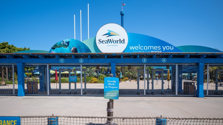 SeaWorld entrance during the pandemic on Aug. 08, 2020, in San Diego