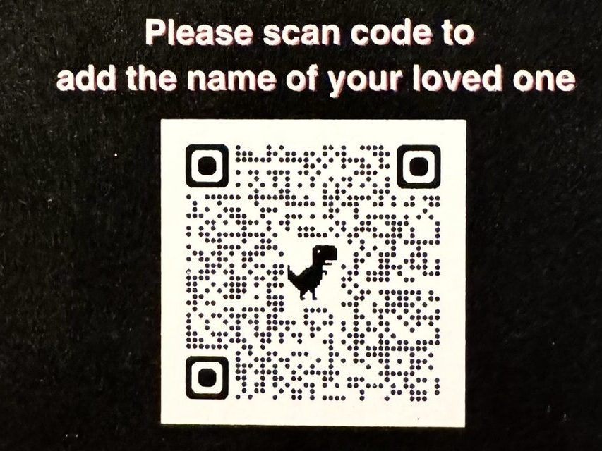 image of QR code to register name of loved one