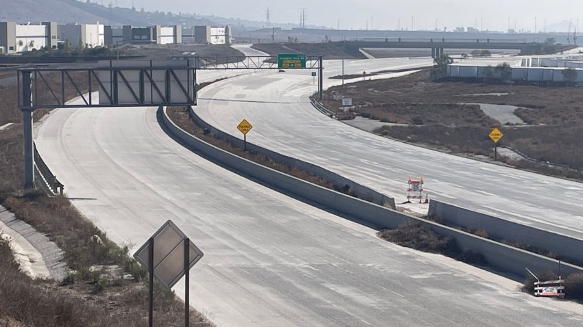 Empty highway curves to the right