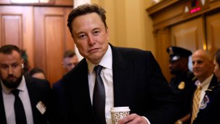 Tesla CEO Elon Musk, Co-Chair of the newly announced Department of Government Efficiency (DOGE), arrives on Capitol Hill on December 05, 2024 in Washington, DC.