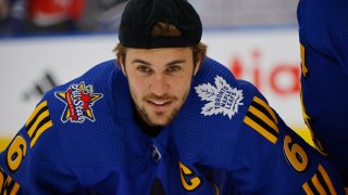 File. Justin Bieber skates in warmups prior to the 2024 NHL All-Star Game on February 03, 2024 in Toronto, Ontario, Canada.