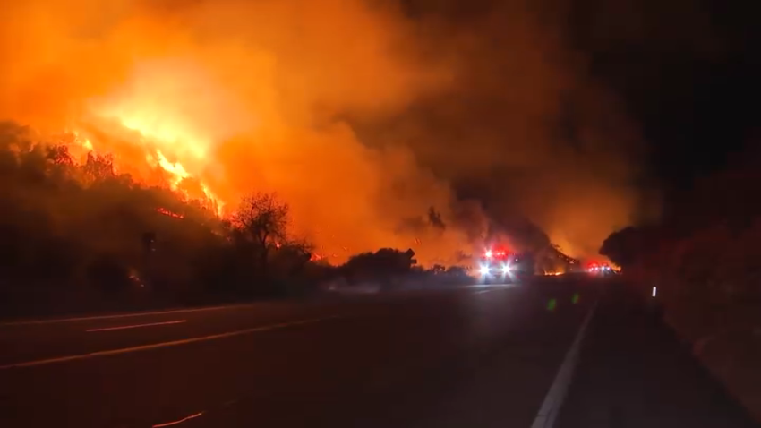 The Lilac Fire burns in Bonsall, Jan. 21, 2025.