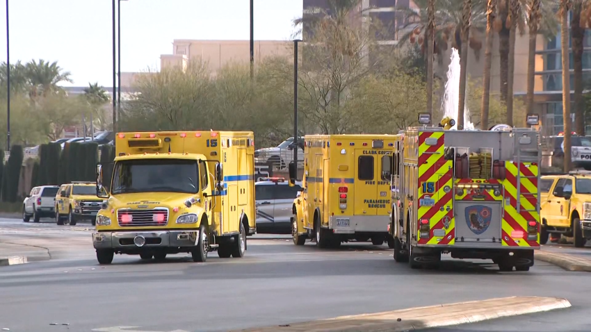 Scene outside Donald Trump's Las Vegas hotel