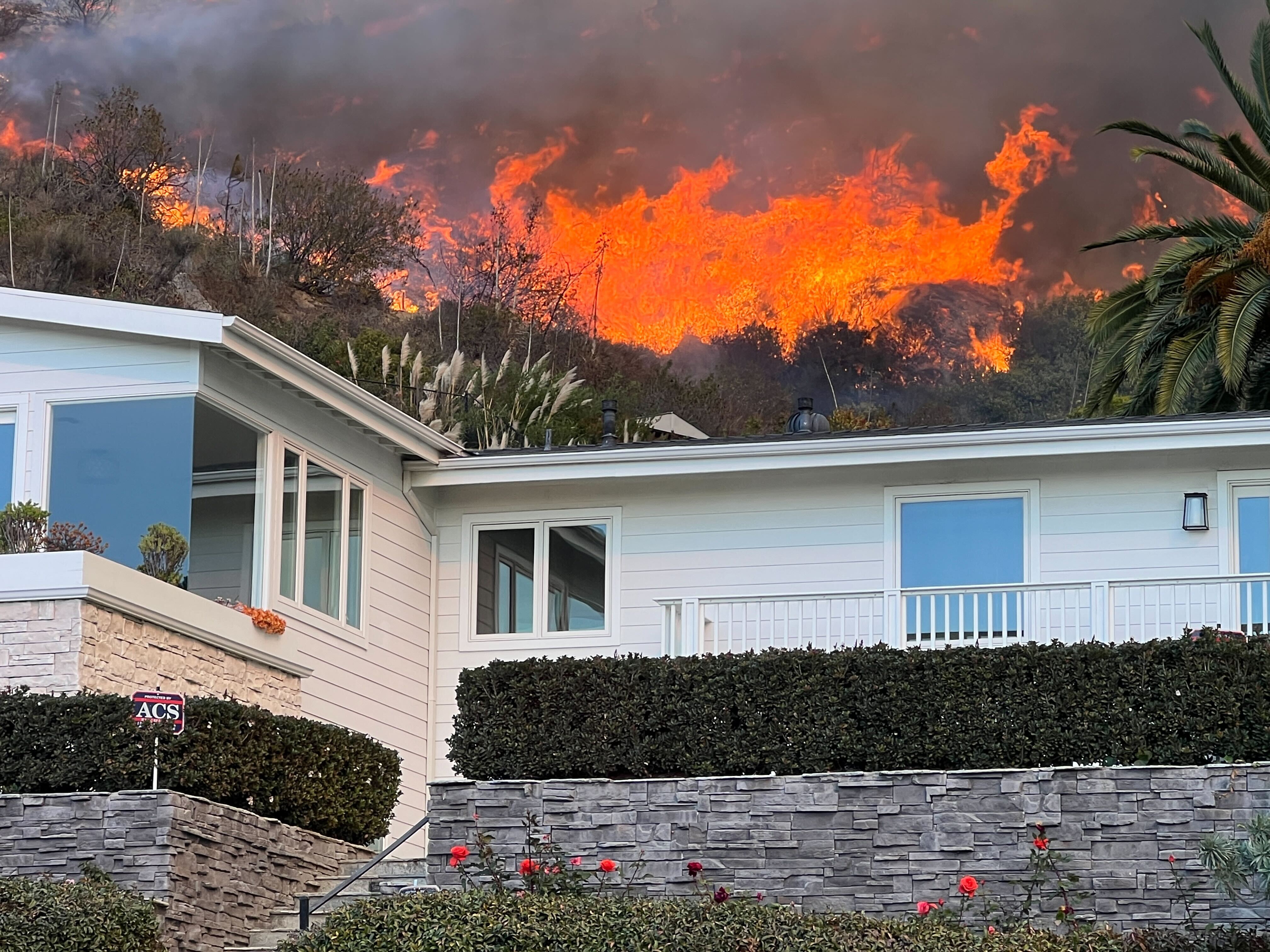 A view of flames Jan. 7, 2025 in Pacific Palisades.