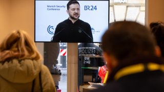 Volodymyr Zelenskyy, the president of Ukraine, can be seen on a monitor during the Munich Security Conference. The 61st Munich Security Conference (MSC) will take place from February 14 to 16, 2025 at the Hotel Bayerischer Hof in Munich.
