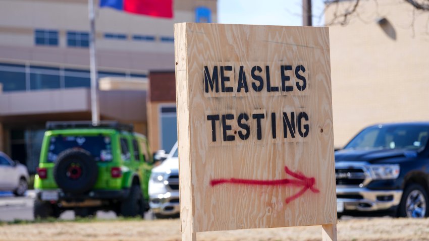 A measles testing sign