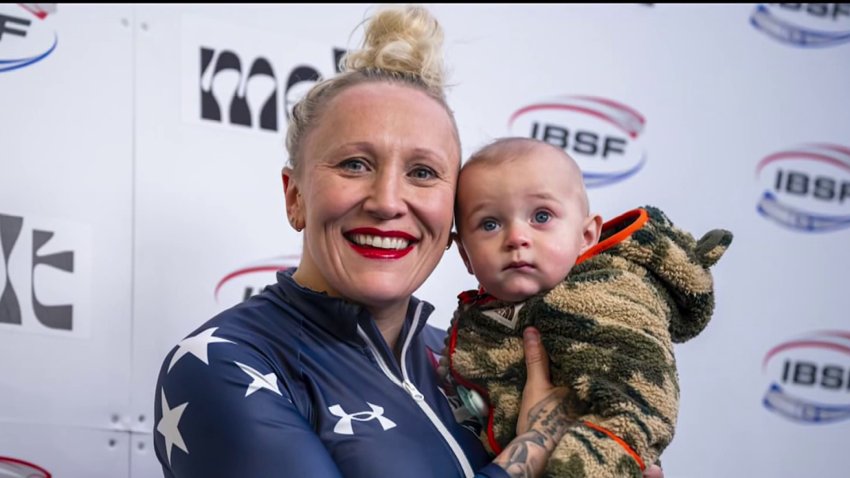 Team USA bobsledder Kaillie Humphries and her son.