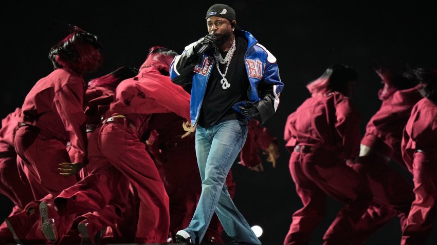 Kendrick Lamar performs during halftime of the NFL Super Bowl 59 football game between the Kansas City Chiefs and the Philadelphia Eagles, Sunday, Feb. 9, 2025, in New Orleans.