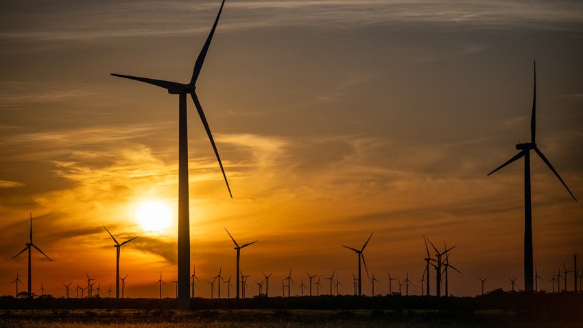 FILE - Wind turbines in Nolan, Texas.