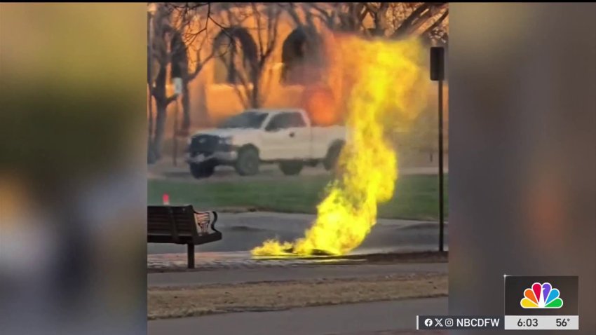 Flames shoot from manhole cover on Texas Tech University campus