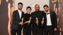 L-R) Basel Adra, Rachel Szor, Hamdan Ballal, Yuval Abraham