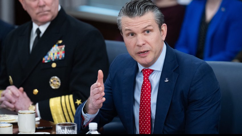 US Secretary of Defense Pete Hegseth speaks during a meeting with British Secretary of State for Defence John Healey at the Pentagon in Washington, DC, on March 6, 2025. (Photo by SAUL LOEB / AFP) (Photo by SAUL LOEB/AFP via Getty Images)