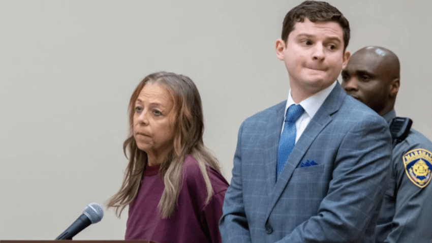 Kimberly Sullivan and her attorney Jason Spilka in court Thursday in Waterbury, Conn.