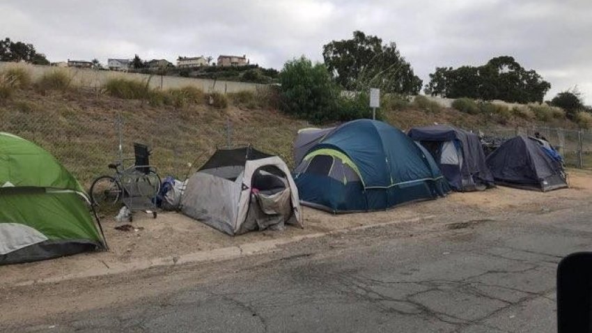 Homeless along State Route 94 in Lemon Grove