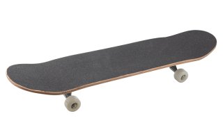 Black skateboard isolated on white background