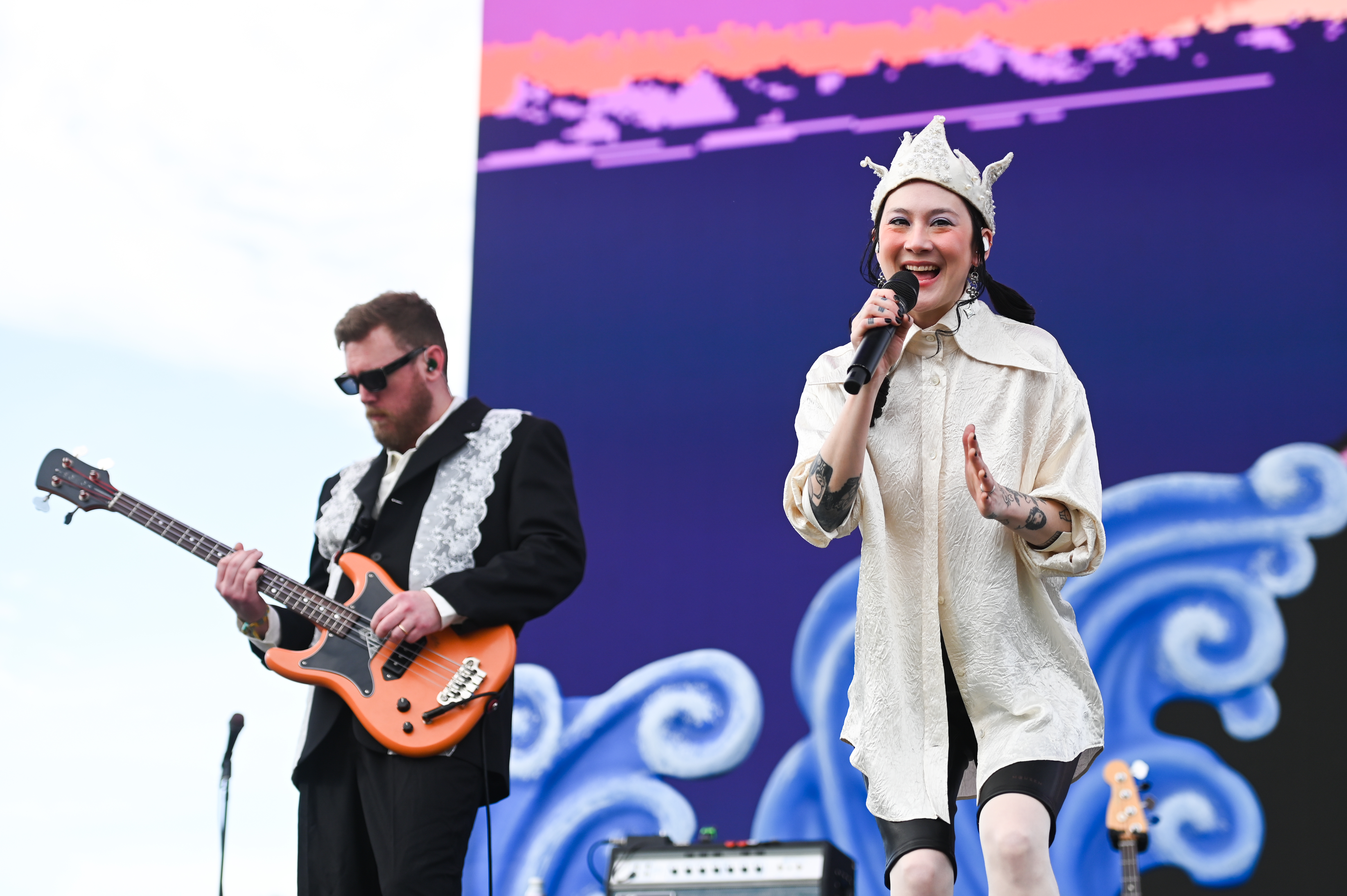 Deven Craige, Michelle Zauner of Japanese Breakfast at the 2025 Coachella Valley Music And Arts Festival on April 12, 2025 in Indio, California. (Photo by Katie Flores/Billboard via Getty Images)