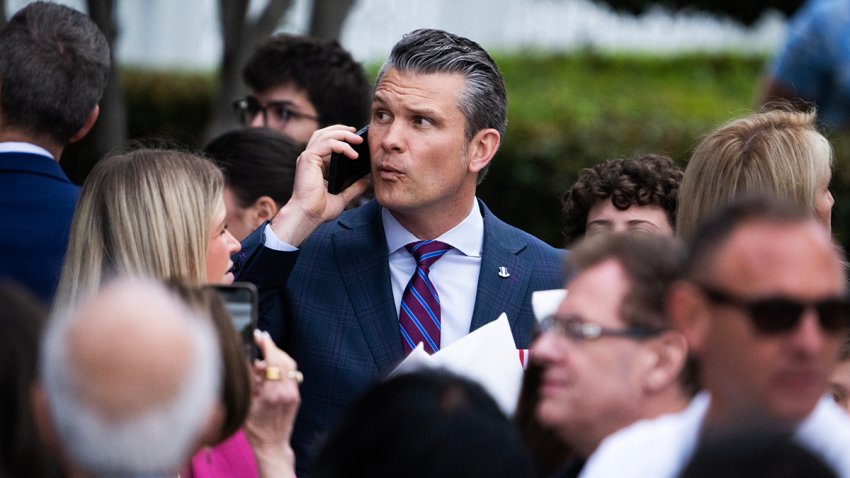 Defense Secretary Pete Hegseth attends the White House Easter Egg Roll on Monday, April 21, 2025.
