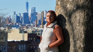 Daniris Espinal stands for a portrait in Sunset Park, in the Brooklyn borough of New York, Thursday, April 17, 2025.