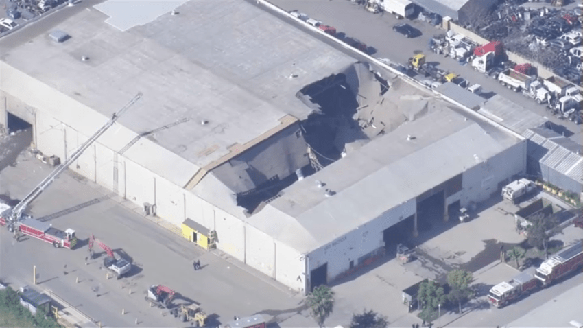 Scene of "a collapse" at a San Jose recycling center.